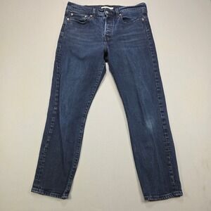 Levis Big E Wedgie Straight Jeans High Rise Button Fly Dark Wash Indigo Women 31